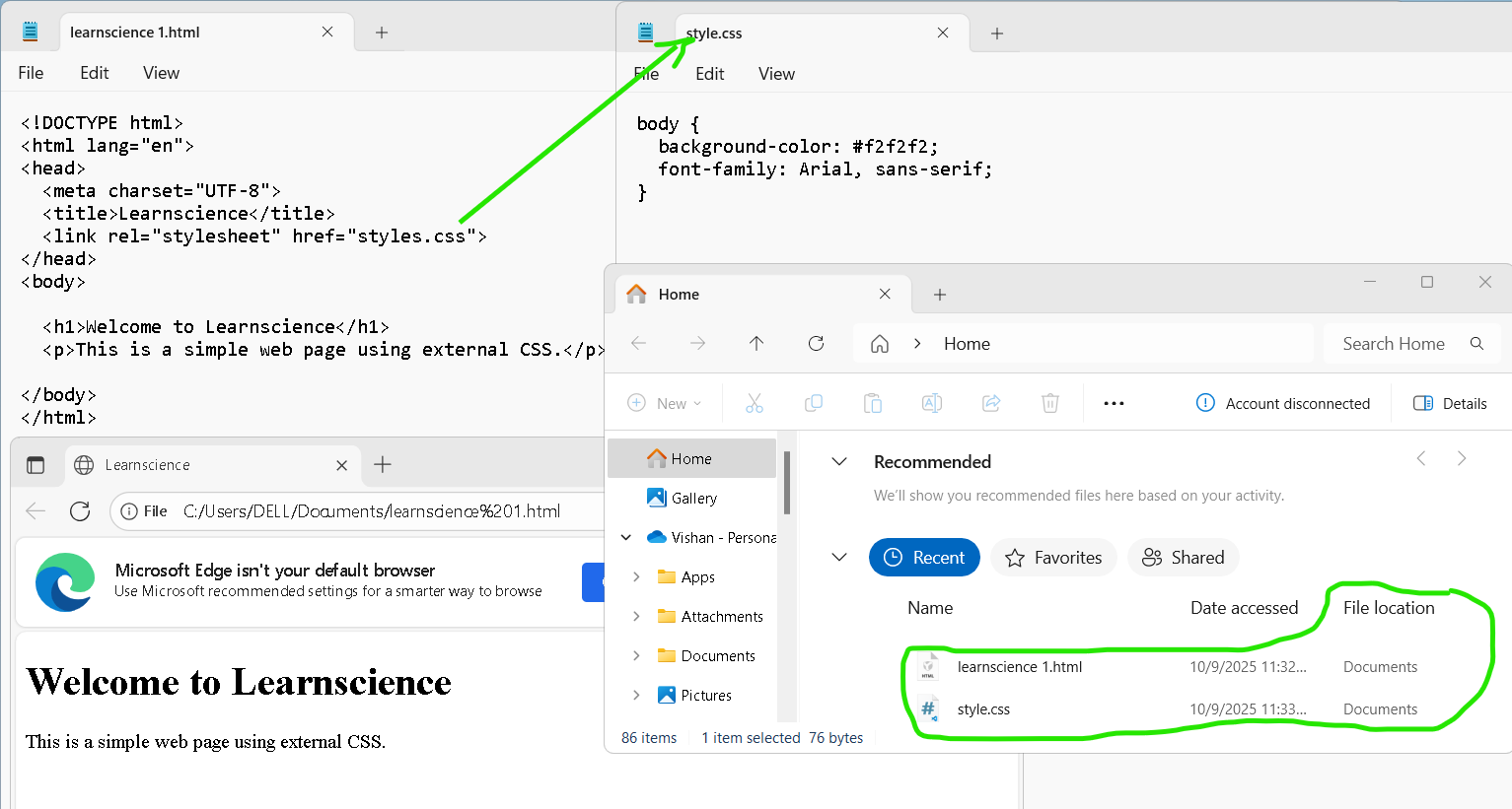External CSS Code picture